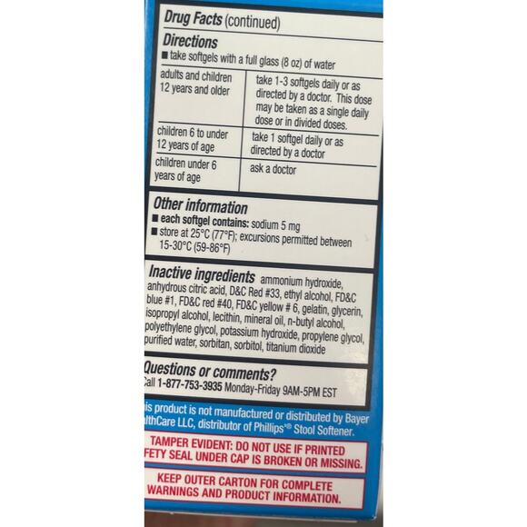 Lot of 3 New CVS 30 ct Stool Softener Softgels Factory Sealed Boxes (90 total) - Picture 3 of 4
